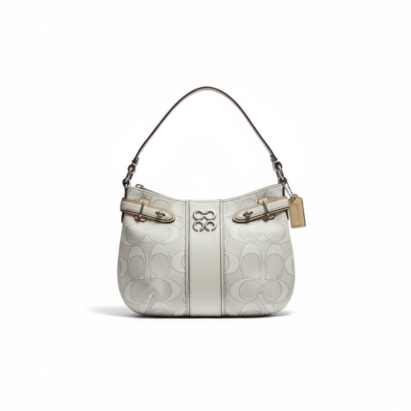 Coach Cream Satchel Bag with Silver and Pale Yellow Accents 9.5” wide - Picture 1 of 9